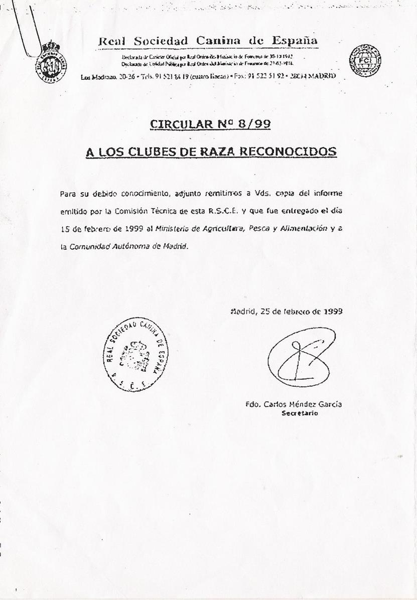 Carta Martín al MAPA y a la cAM 15 Febrero 1999